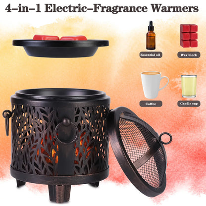 Fire Pit Wax Warmer, Bonfire Elextric Wax Melting Heater, Candle Oil Burner Flickering Warm Night Light for Home Decor & Aromatherapy Gift